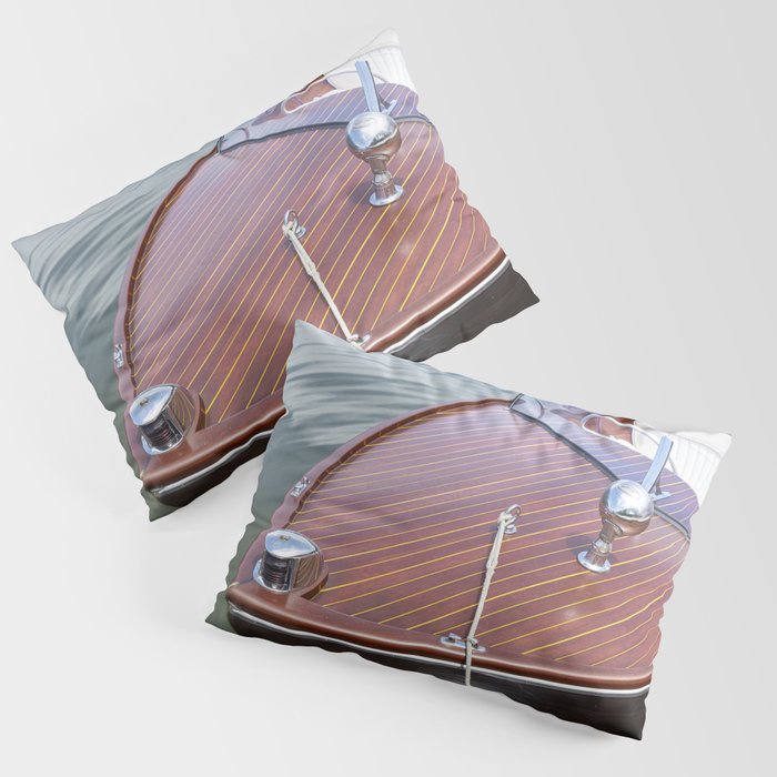 Vintage Glamour x Vintage Chris Craft Boat Photography Pillow Sham Gallery Image 1