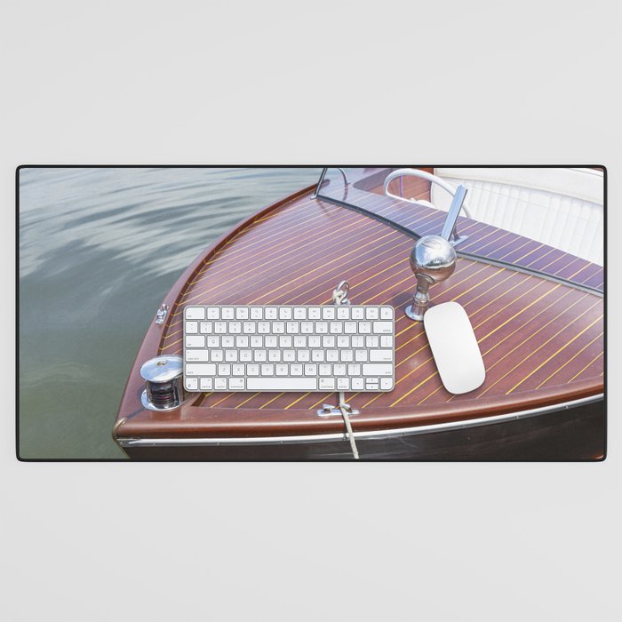 Vintage Glamour x Vintage Chris Craft Boat Photography Desk Mat Gallery Image 1