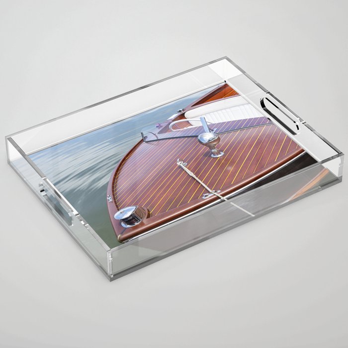 Vintage Glamour x Vintage Chris Craft Boat Photography Acrylic Tray Gallery Image 1