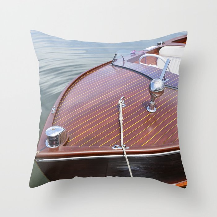 Vintage Glamour x Vintage Chris Craft Boat Photography Throw Pillow Gallery Image 6