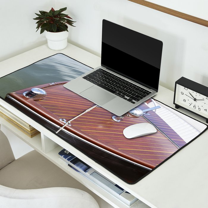 Vintage Glamour x Vintage Chris Craft Boat Photography Desk Mat Gallery Image 2