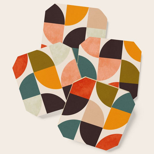Bauhaus Mid Century Geometric Shapes 9 Coaster