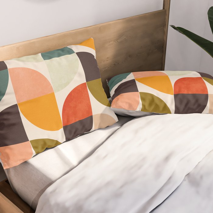 bauhaus mid century geometric shapes 9 Pillow Sham Gallery Image 2