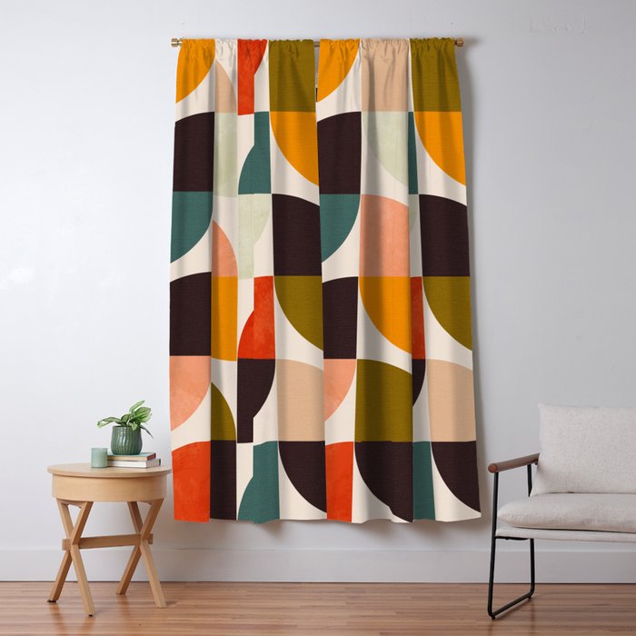 bauhaus mid century geometric shapes 9 Window Curtain Gallery Image 1