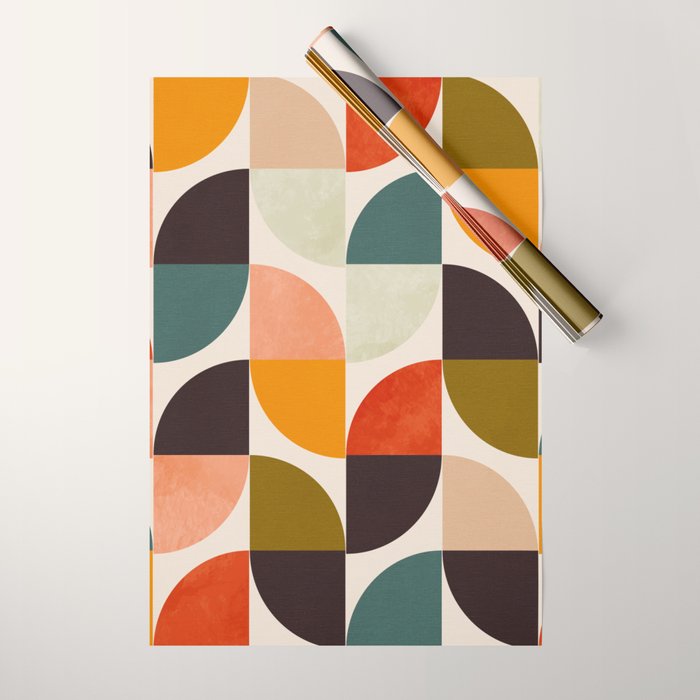 bauhaus mid century geometric shapes 9 Wrapping Paper Gallery Image 1