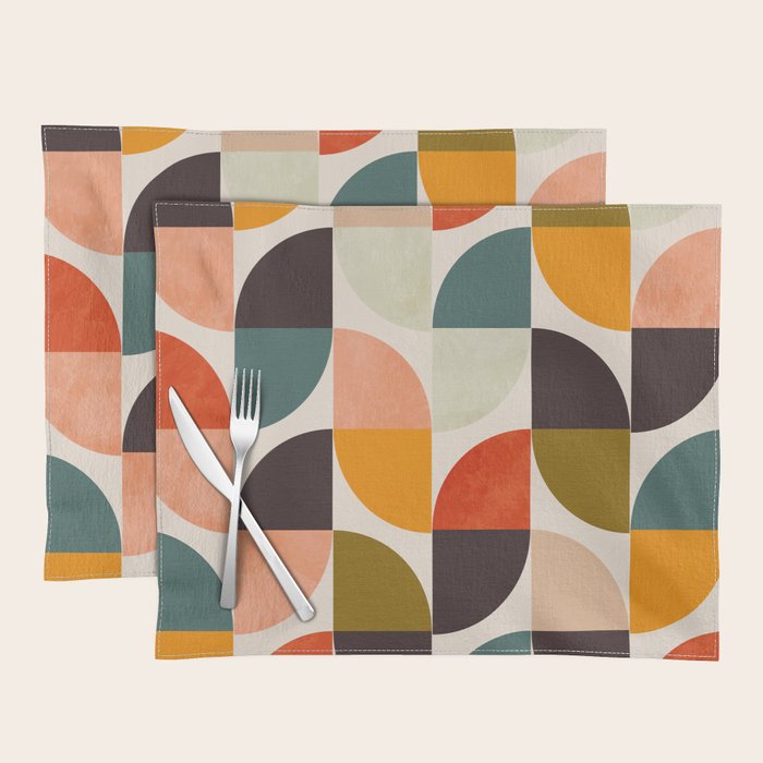 bauhaus mid century geometric shapes 9 Placemat Gallery Image 1