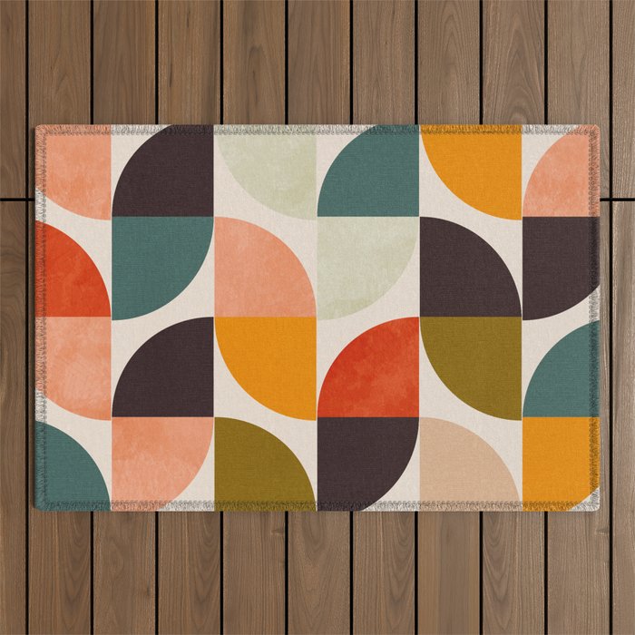 bauhaus mid century geometric shapes 9 Outdoor Rug Gallery Image 1