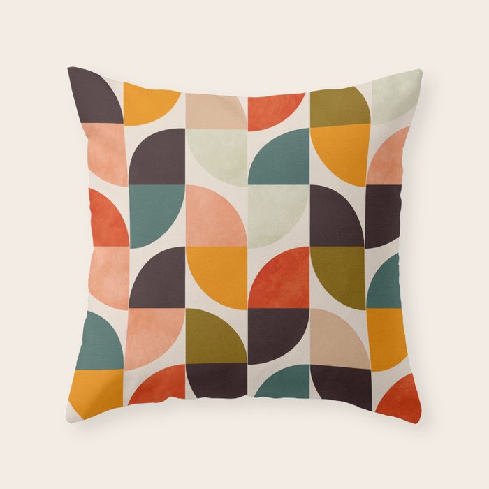 bauhaus mid century geometric shapes 9 Throw Pillow Gallery Image 6