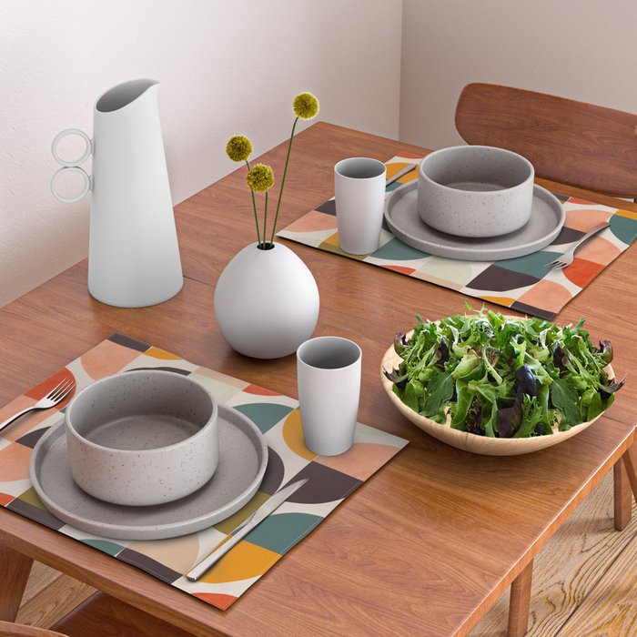 bauhaus mid century geometric shapes 9 Placemat Gallery Image 2