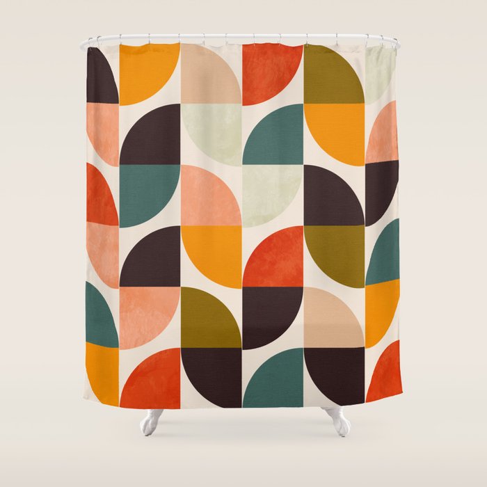 bauhaus mid century geometric shapes 9 Shower Curtain Gallery Image 1