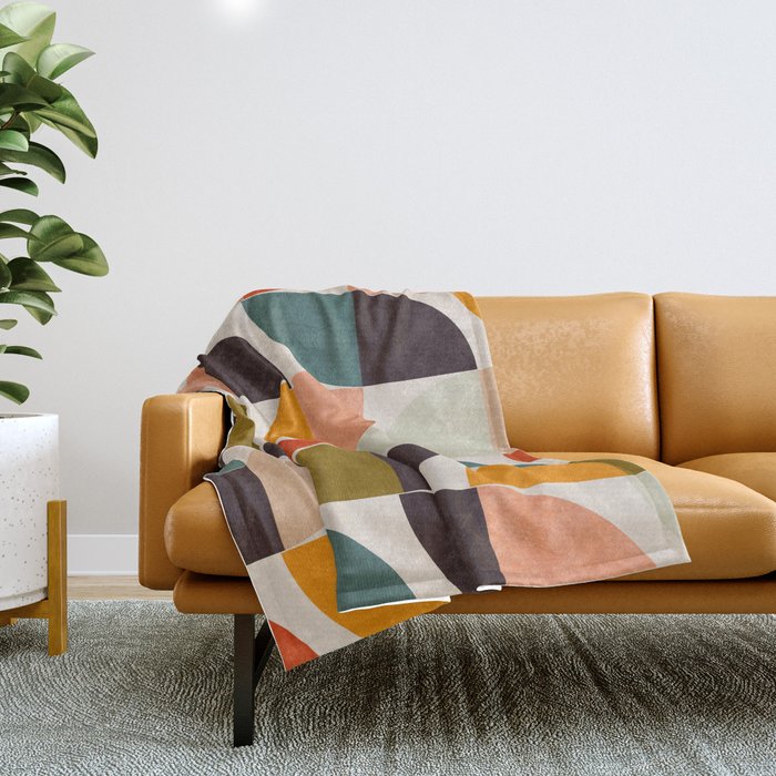 bauhaus mid century geometric shapes 9 Throw Blanket Gallery Image 1