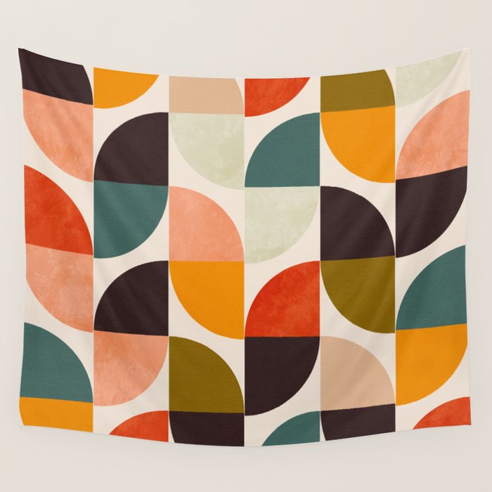 bauhaus mid century geometric shapes 9 Wall Tapestry Gallery Image 4