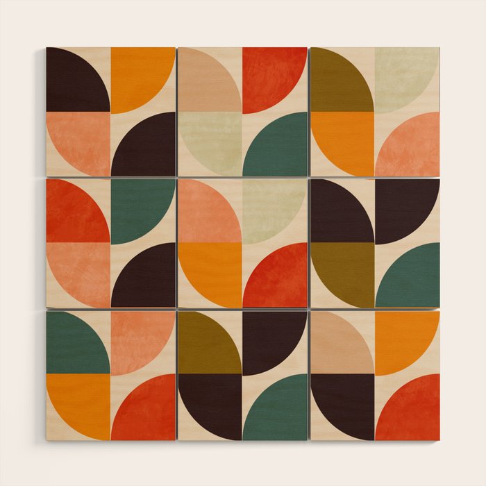 bauhaus mid century geometric shapes 9 Wood Wall Art Gallery Image 1