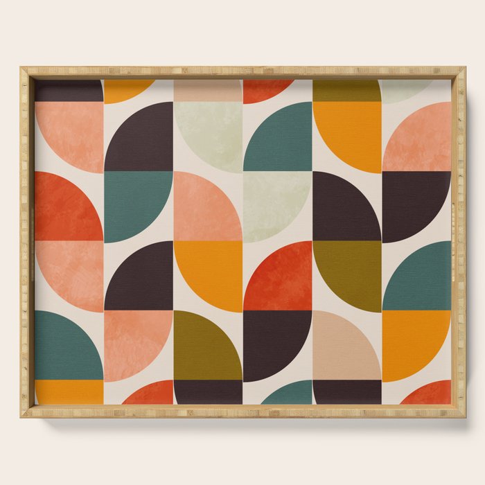 bauhaus mid century geometric shapes 9 Serving Tray Gallery Image 1
