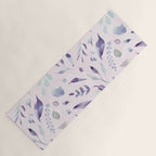 Modern blush pink navy blue purple watercolor floral Yoga Mat Gallery Image 1