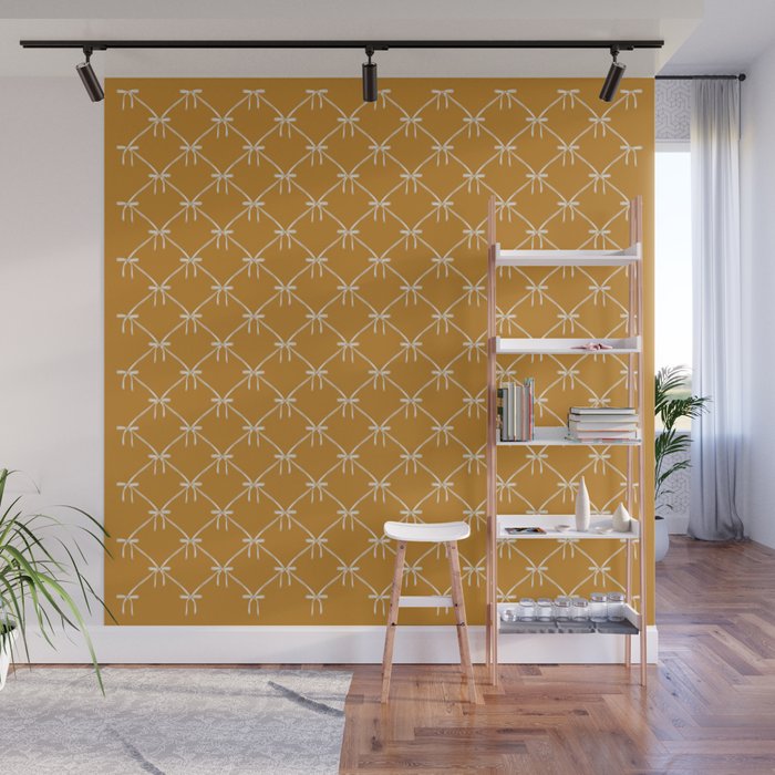 Bows & Ribbons Pattern XVIII Orange Wall Mural Gallery Image 1
