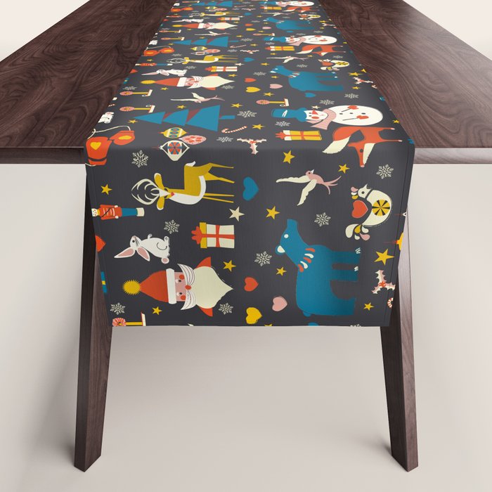 Christmas symbols pattern Table Runner Gallery Image 1