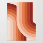 Mid Century Modern Geometric 89 in Terracotta Shades (Rainbow Abstract) Poster Gallery Image 4