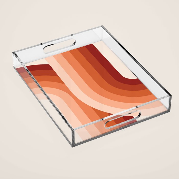 Mid Century Modern Geometric 89 in Terracotta Shades (Rainbow Abstract) Acrylic Tray Gallery Image 1