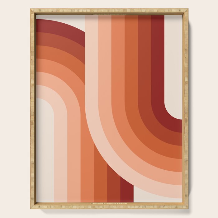 Mid Century Modern Geometric 89 in Terracotta Shades (Rainbow Abstract) Serving Tray Gallery Image 1