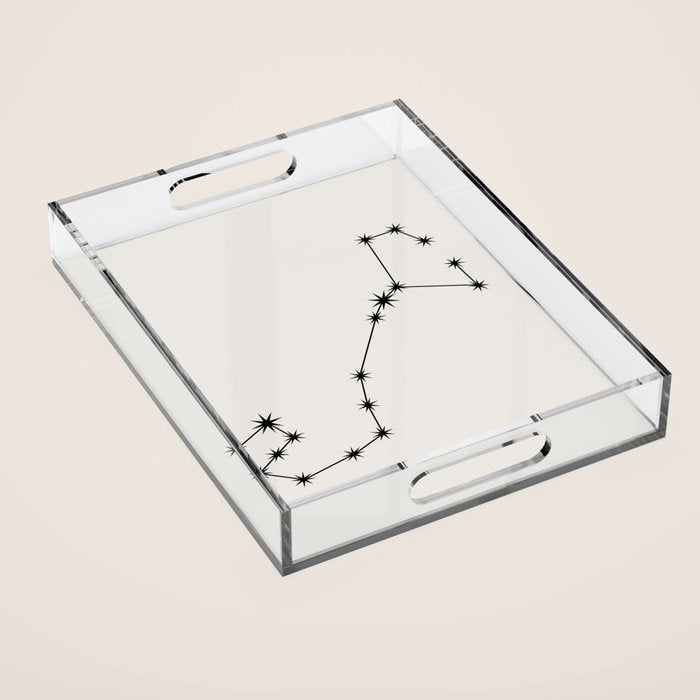 Scorpio Zodiac Star Constellation Line Art White Acrylic Tray Gallery Image 1
