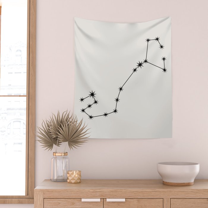 Scorpio Zodiac Star Constellation Line Art White Wall Tapestry Gallery Image 2