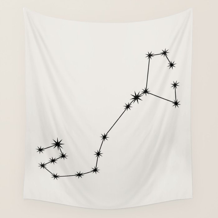 Scorpio Zodiac Star Constellation Line Art White Wall Tapestry Gallery Image 4
