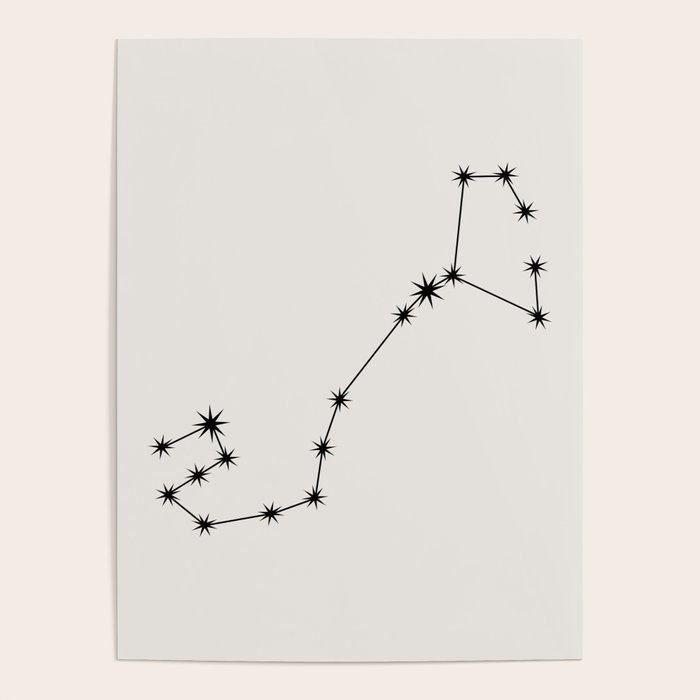 Scorpio Zodiac Star Constellation Line Art White Poster Gallery Image 4
