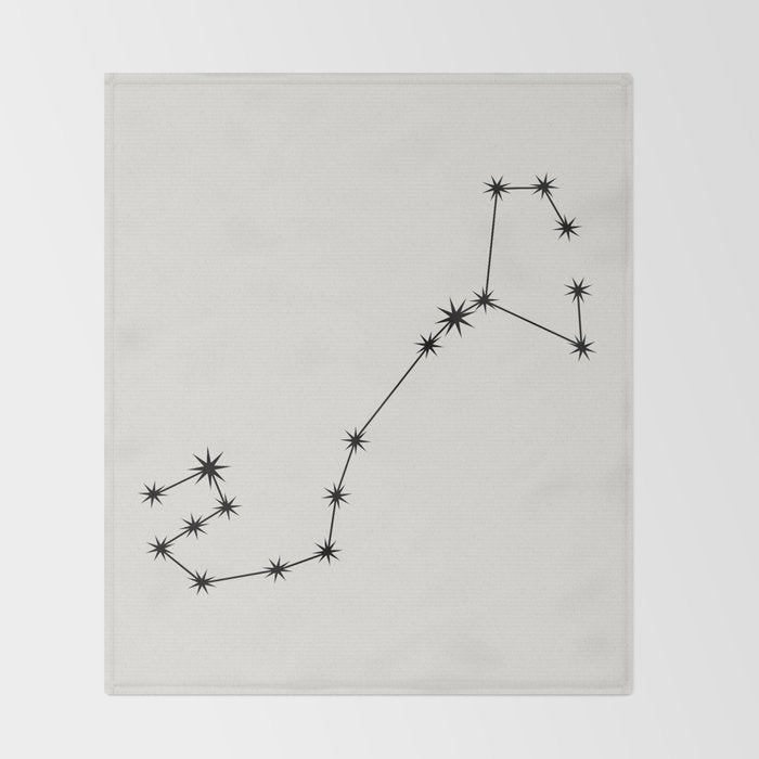 Scorpio Zodiac Star Constellation Line Art White Throw Blanket Gallery Image 2