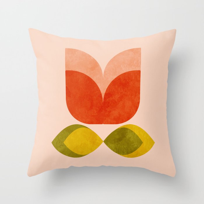 retro tulips midcentury Throw Pillow Gallery Image 6