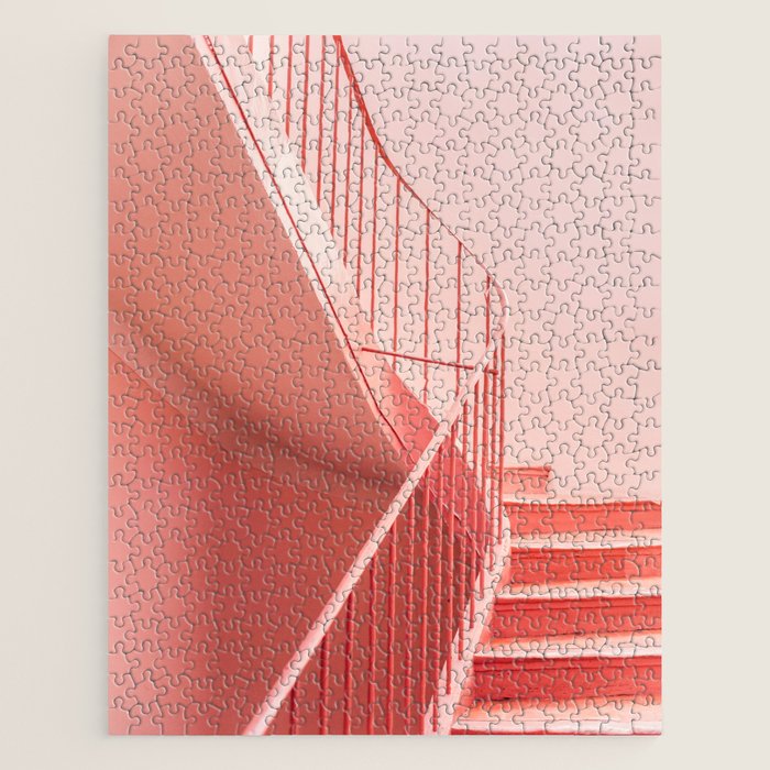 Pink Steps in Cannes | Architectural Minimalism Jigsaw Puzzle Gallery Image 1