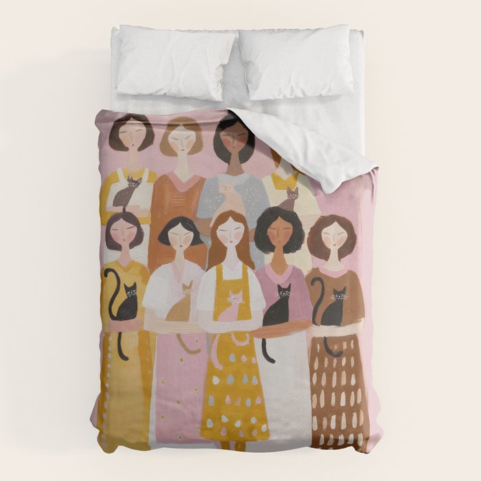 Sisterhood of Cat Lovers Duvet Cover Gallery Image 1