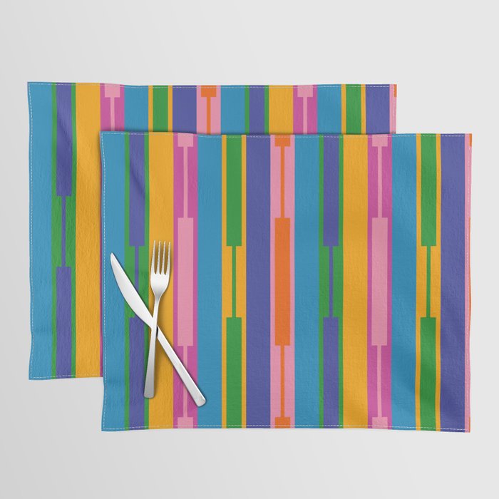 Colorful and Bold Geo Chain Geometric Color Block Stripes Vertical Pattern 2 Placemat Gallery Image 1