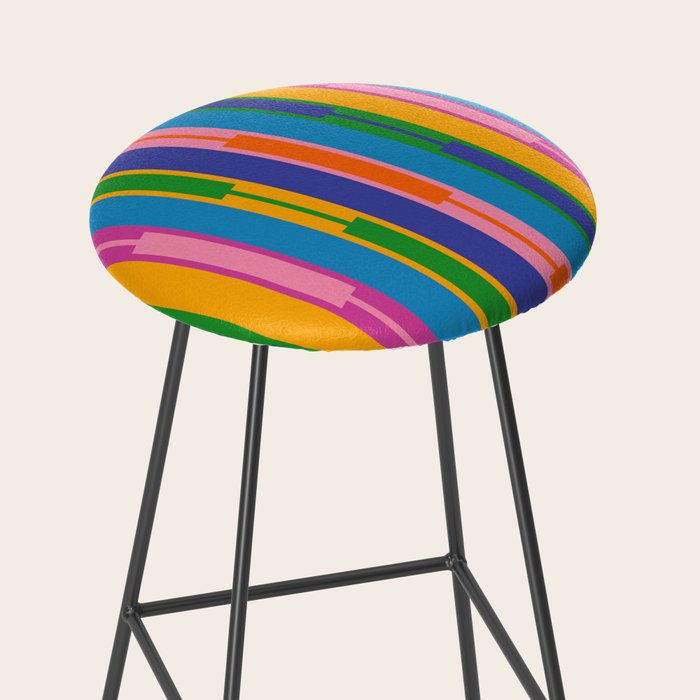Colorful and Bold Geo Chain Geometric Color Block Stripes Vertical Pattern 2 Stool Gallery Image 2