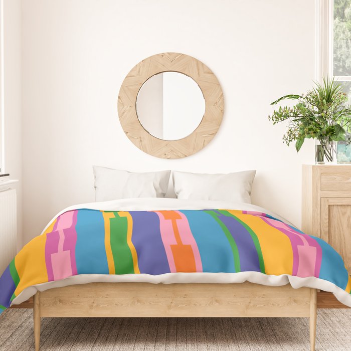 Colorful and Bold Geo Chain Geometric Color Block Stripes Vertical Pattern 2 Duvet Cover Gallery Image 3