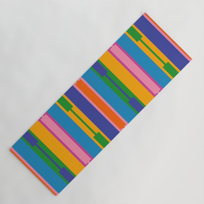 Colorful and Bold Geo Chain Geometric Color Block Stripes Vertical Pattern 2 Yoga Mat Gallery Image 1
