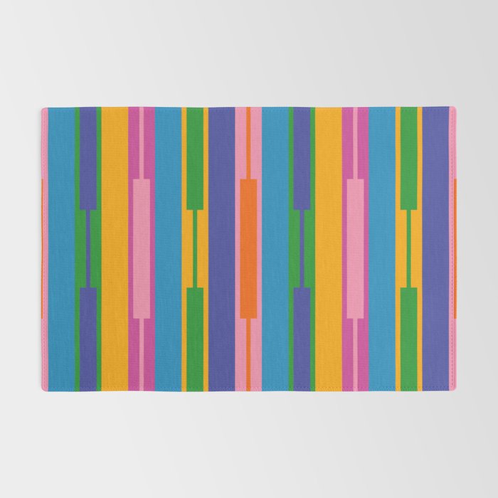 Colorful and Bold Geo Chain Geometric Color Block Stripes Vertical Pattern 2 Rug Gallery Image 2