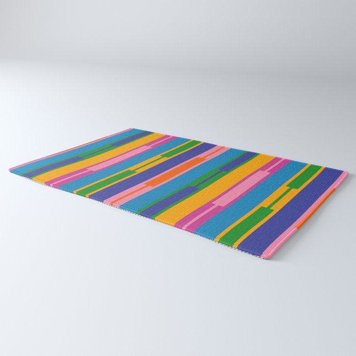 Colorful and Bold Geo Chain Geometric Color Block Stripes Vertical Pattern 2 Rug Gallery Image 3