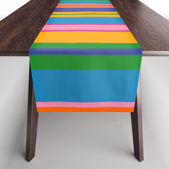 Colorful and Bold Geo Chain Geometric Color Block Stripes Vertical Pattern 2 Table Runner Gallery Image 1