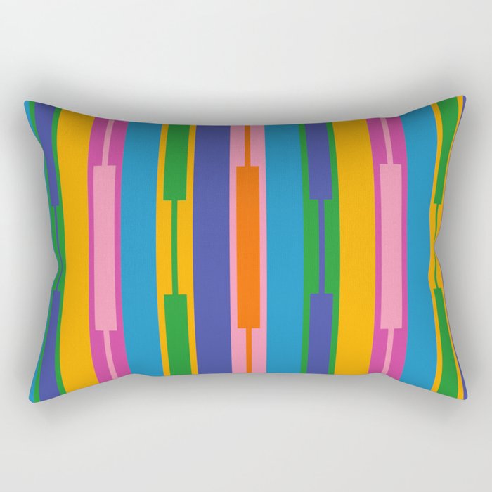 Colorful and Bold Geo Chain Geometric Color Block Stripes Vertical Pattern 2 Rectangular Pillow Gallery Image 1