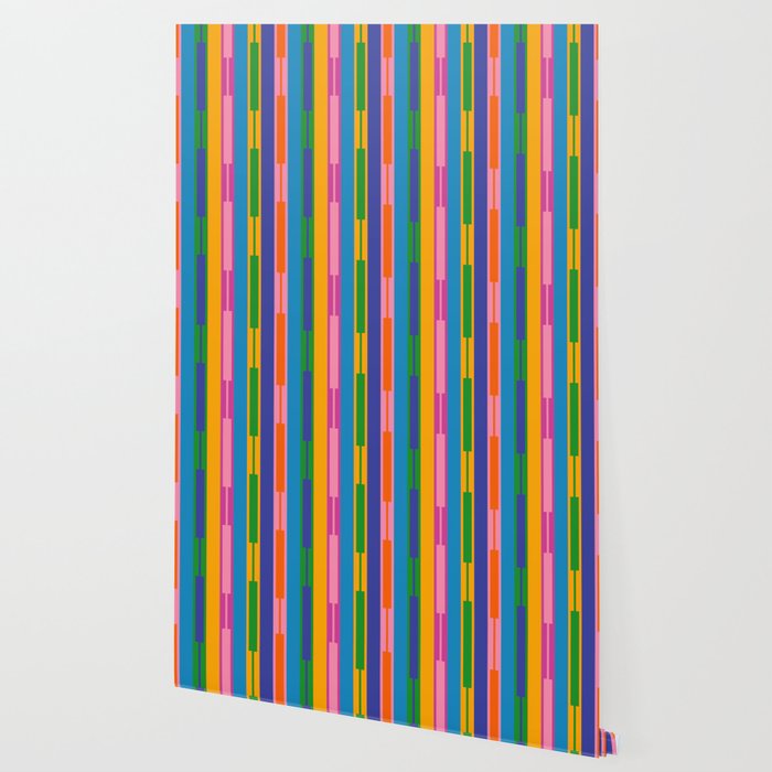 Colorful and Bold Geo Chain Geometric Color Block Stripes Vertical Pattern 2 Wallpaper Gallery Image 2
