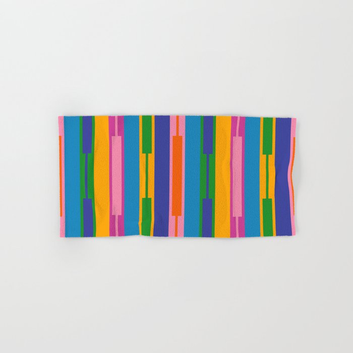 Colorful and Bold Geo Chain Geometric Color Block Stripes Vertical Pattern 2 Bath Towel Gallery Image 1