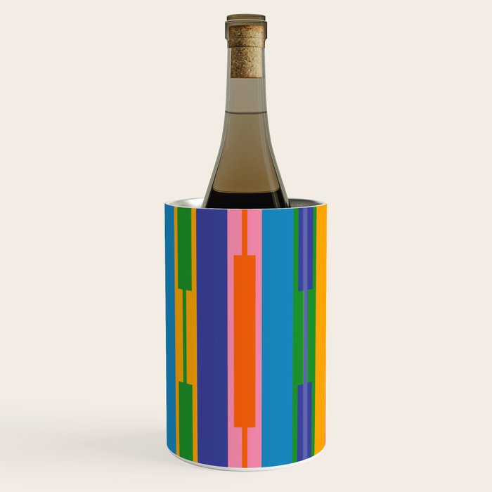Colorful and Bold Geo Chain Geometric Color Block Stripes Vertical Pattern 2 Wine Chiller Gallery Image 1