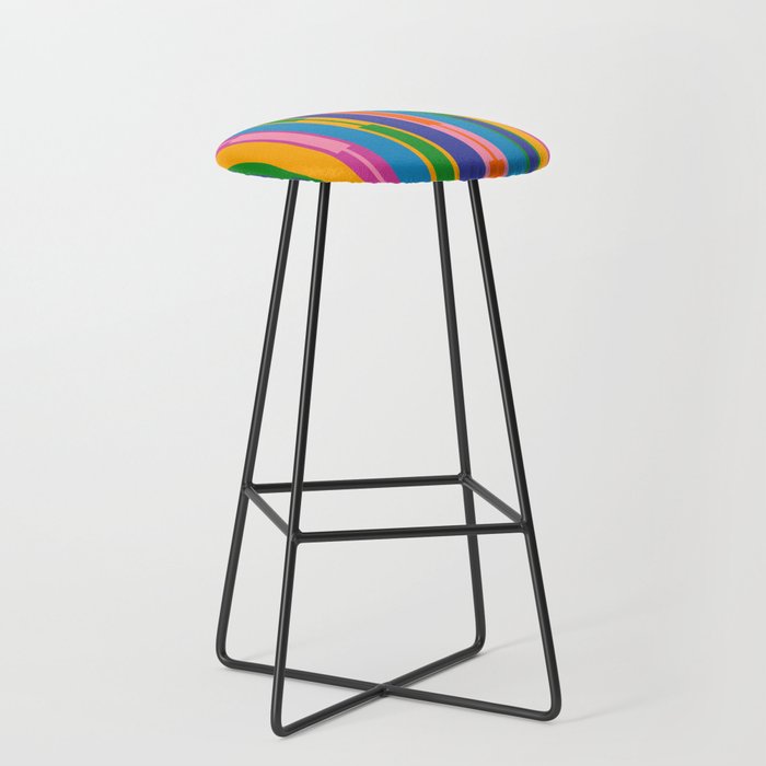Colorful and Bold Geo Chain Geometric Color Block Stripes Vertical Pattern 2 Stool Gallery Image 1