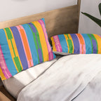 Colorful and Bold Geo Chain Geometric Color Block Stripes Vertical Pattern 2 Pillow Sham Gallery Image 2
