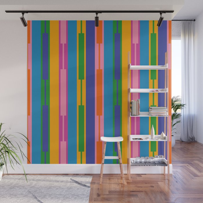 Colorful and Bold Geo Chain Geometric Color Block Stripes Vertical Pattern 2 Wall Mural Gallery Image 1