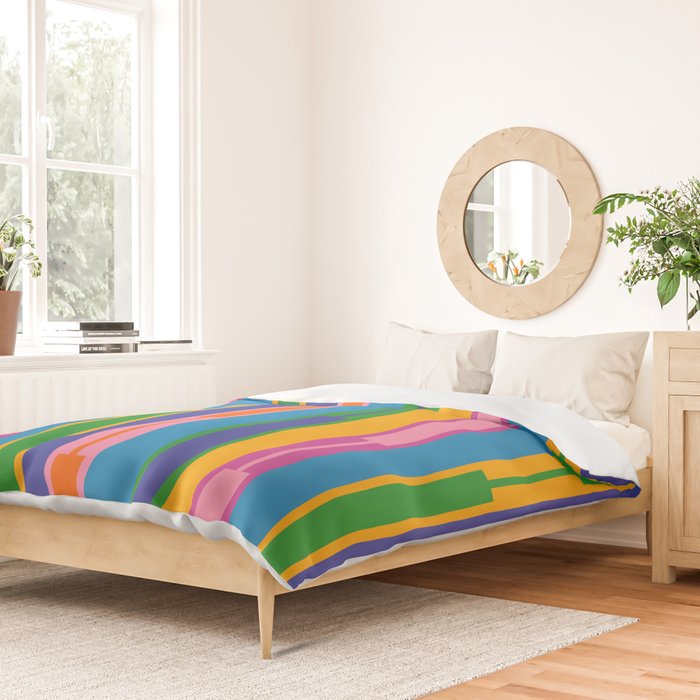 Colorful and Bold Geo Chain Geometric Color Block Stripes Vertical Pattern 2 Duvet Cover Gallery Image 2