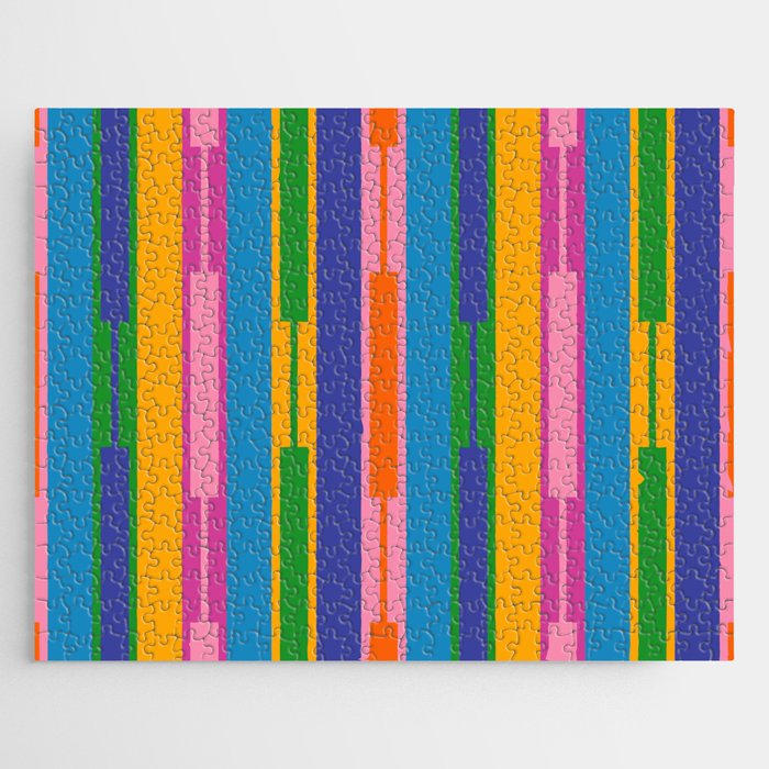Colorful and Bold Geo Chain Geometric Color Block Stripes Vertical Pattern 2 Jigsaw Puzzle Gallery Image 1
