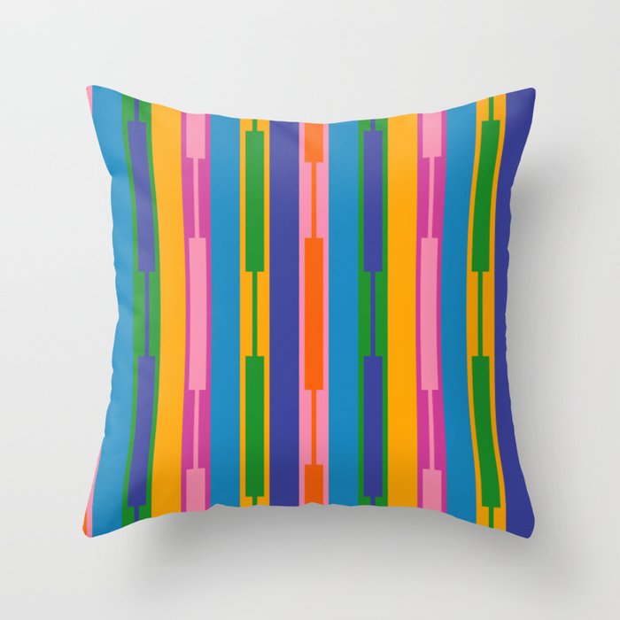 Colorful and Bold Geo Chain Geometric Color Block Stripes Vertical Pattern 2 Throw Pillow Gallery Image 6