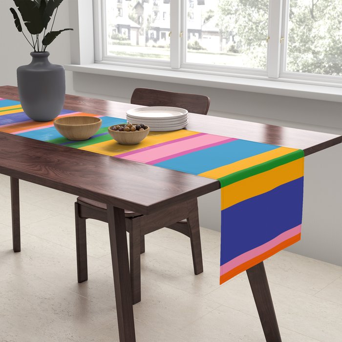 Colorful and Bold Geo Chain Geometric Color Block Stripes Vertical Pattern 2 Table Runner Gallery Image 2